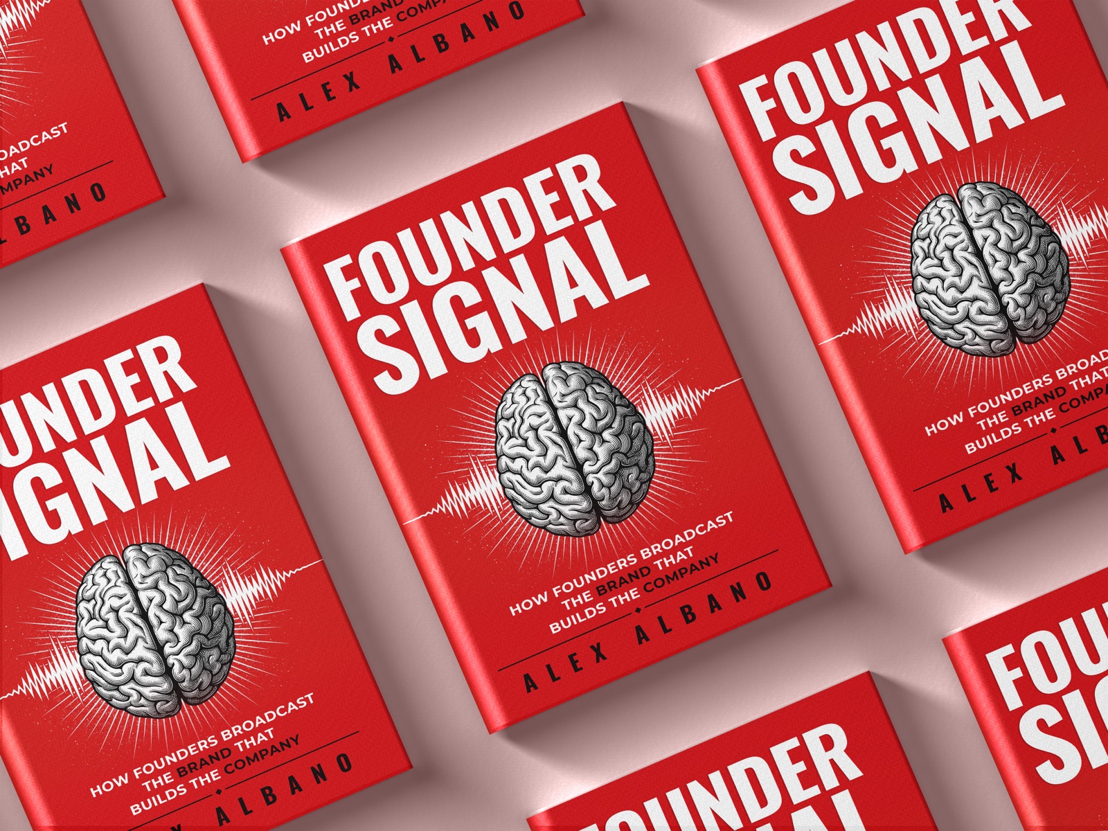 Founder Signal hardcover editions arranged in a grid