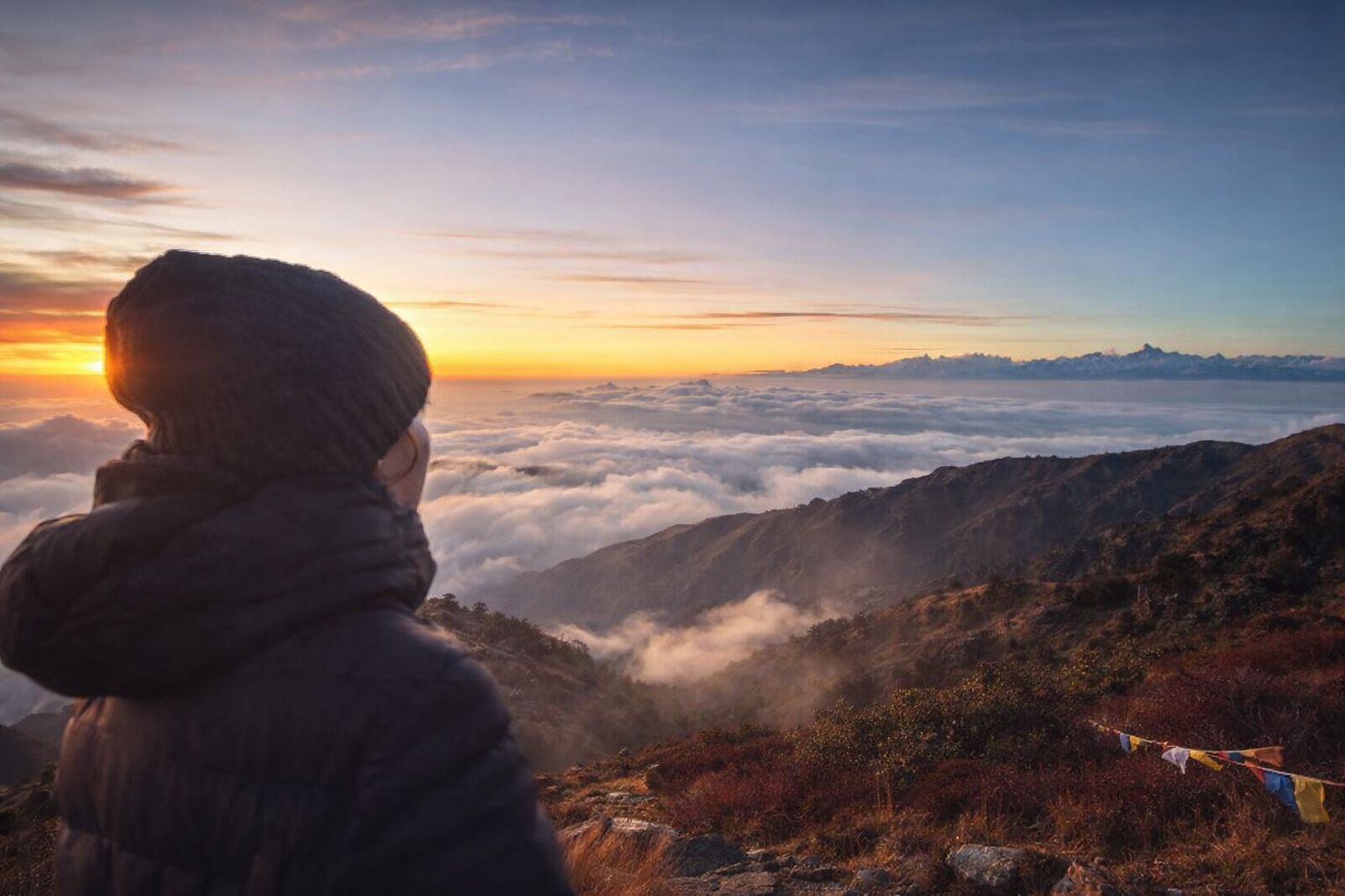 Alex Albano trekking the Himalayas